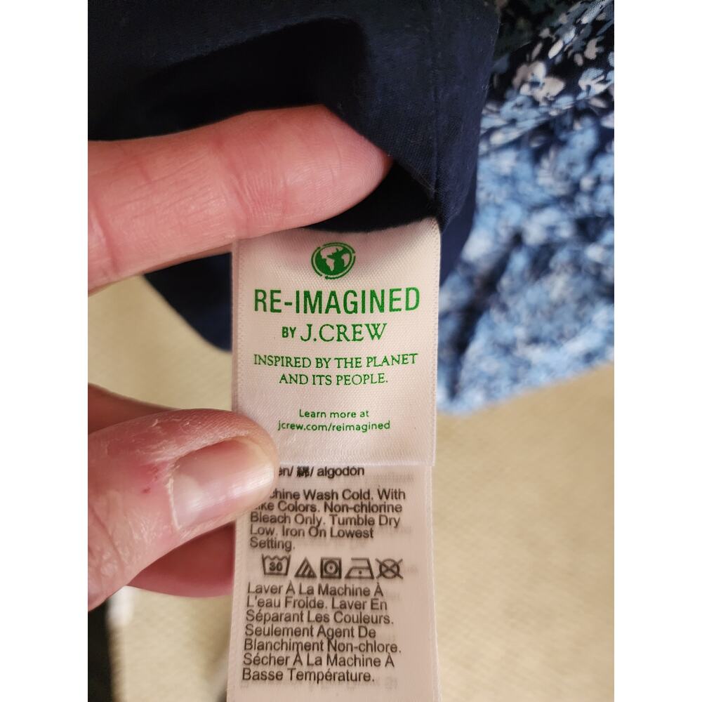 J. Crew Re-Imagined XS Blue Floral Ruffle Shoulder Dress Pockets CottageCore - Picture 7 of 8